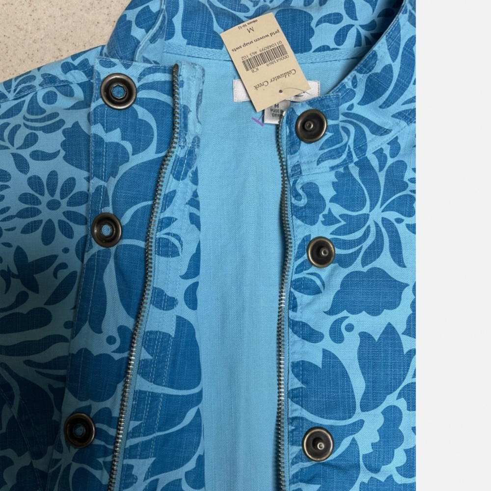 Coldwater Creek Damask Blue Medium Full Zip With Snaps Jacket New with TAG - Picture 7 of 10